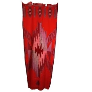 Lucky Brand Red Wool Scarf Shawl Fringe Hem